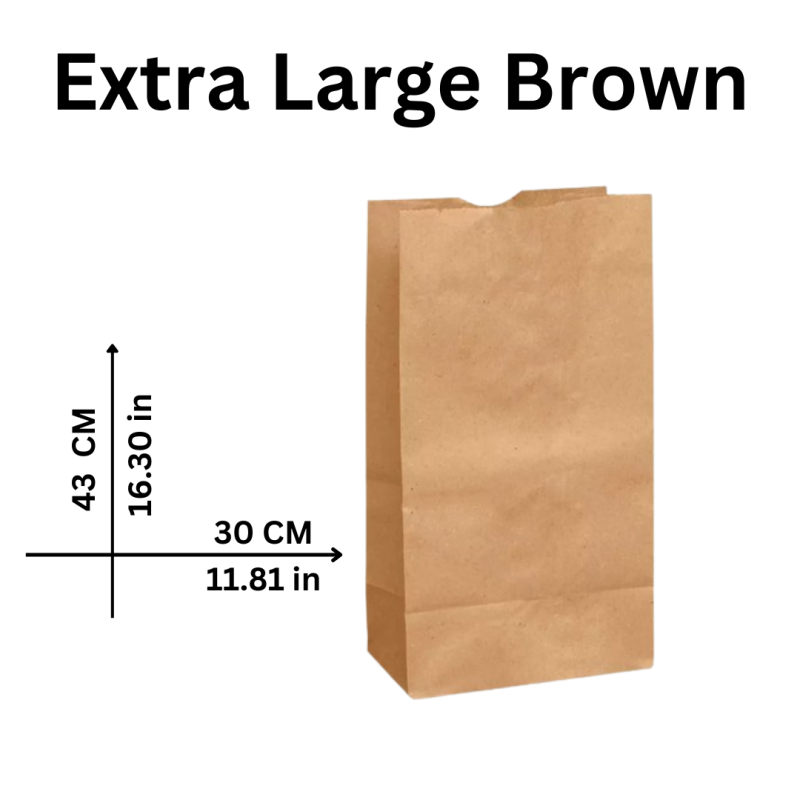 Paper bags - Brown Extra Large 500 pcs PB210  30 L X 18 W X 43 H (cm)  - 12" X 7" W X 17" H