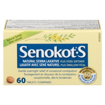 SENOKOT S NATURAL LAXATIVE STOOL SOFTENER TB 60